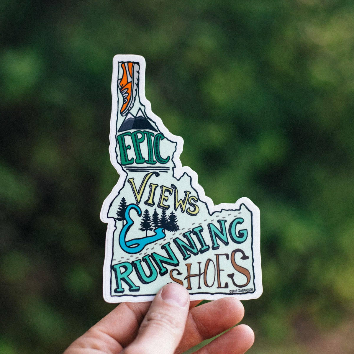 Epic Views In Running Shoes Sticker
